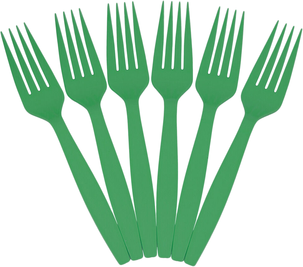 Green Plastic Forks - 100 Pack