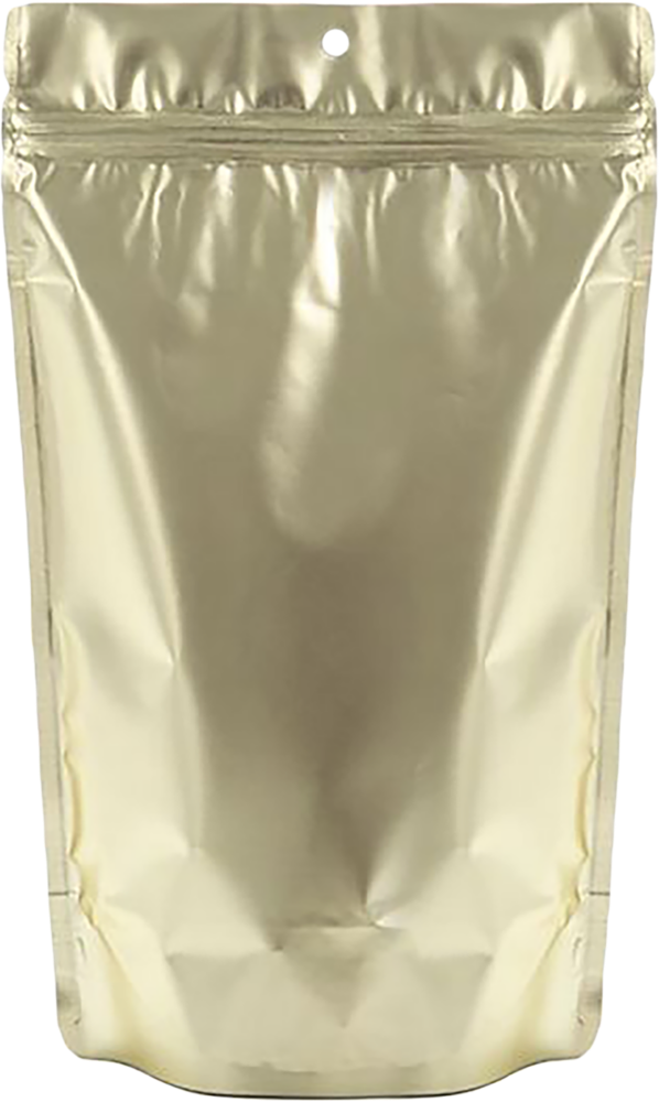 Gold Matte Stand Up Zipper Pouches with Hang Hole (6 3/4 x 31/2 x 11 1/4) - Pack 100