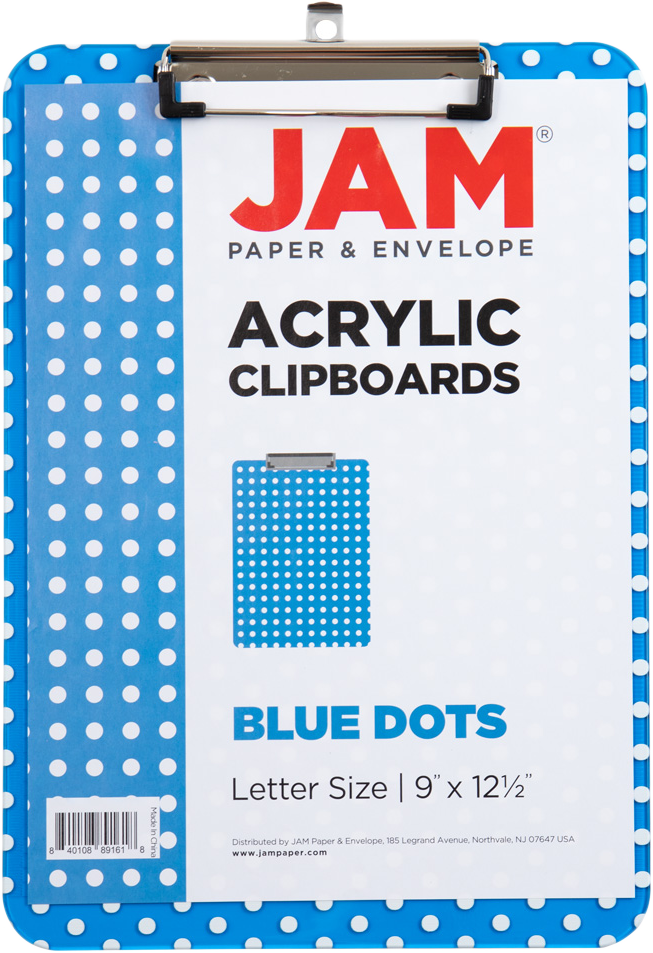 Blue Dots 9 x 12 1/2 Translucent Plastic Clipboards