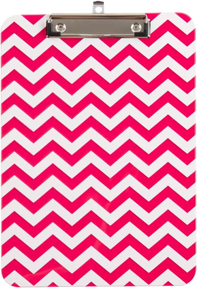 Fuchsia Chevron 9 x 12 1/2 Translucent Plastic Clipboards