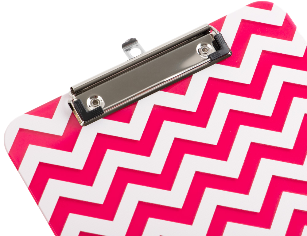 Fuchsia Chevron 9 x 12 1/2 Translucent Plastic Clipboards