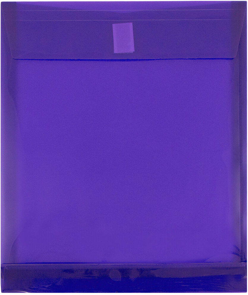 Purple Letter Open End with 1" Expansion Plastic Envelopes (9 3/4 x 11 3/4) with Hook and Loop Closure