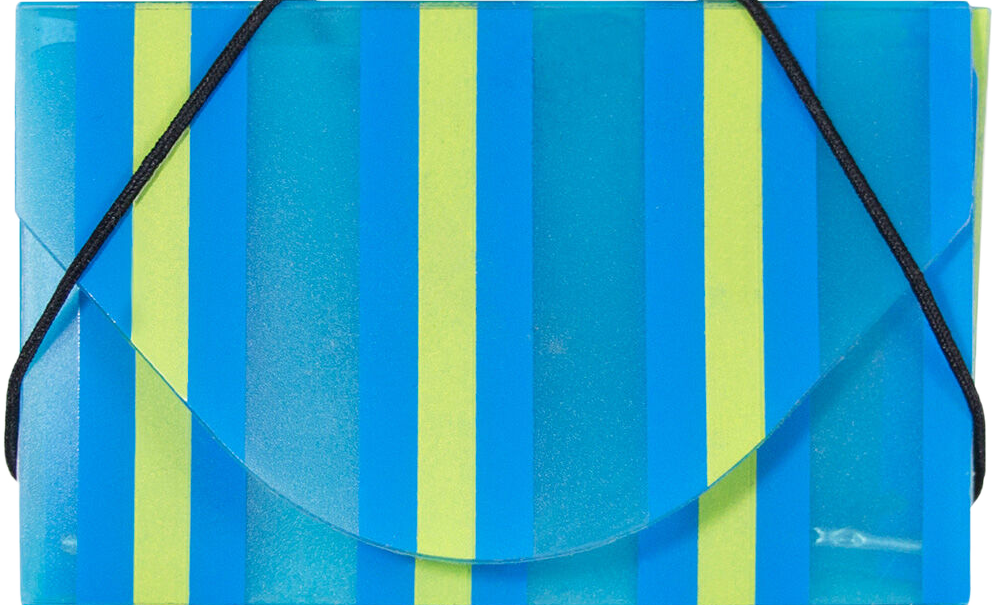 Blue and Yellow Stripe Plastic Business Card Case - 20 Card Capacity