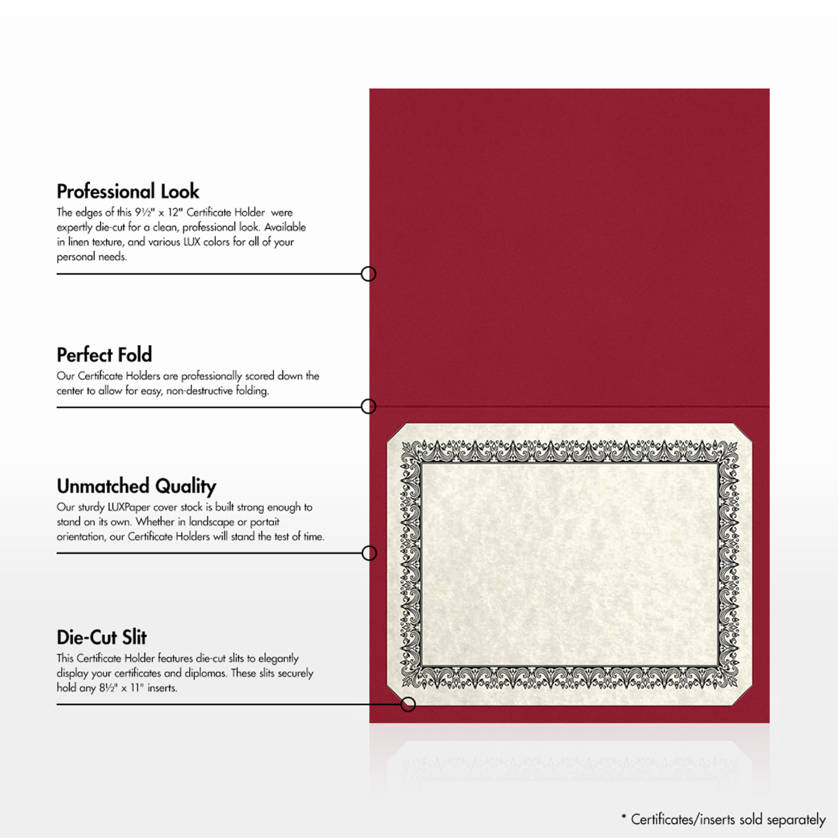 Red Hopsack 9 1/2 x 12 Certificate Holders