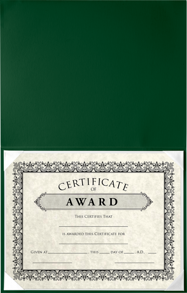 Dark Green 8 1/2 x 11 Leatherette Certificate Document Holders