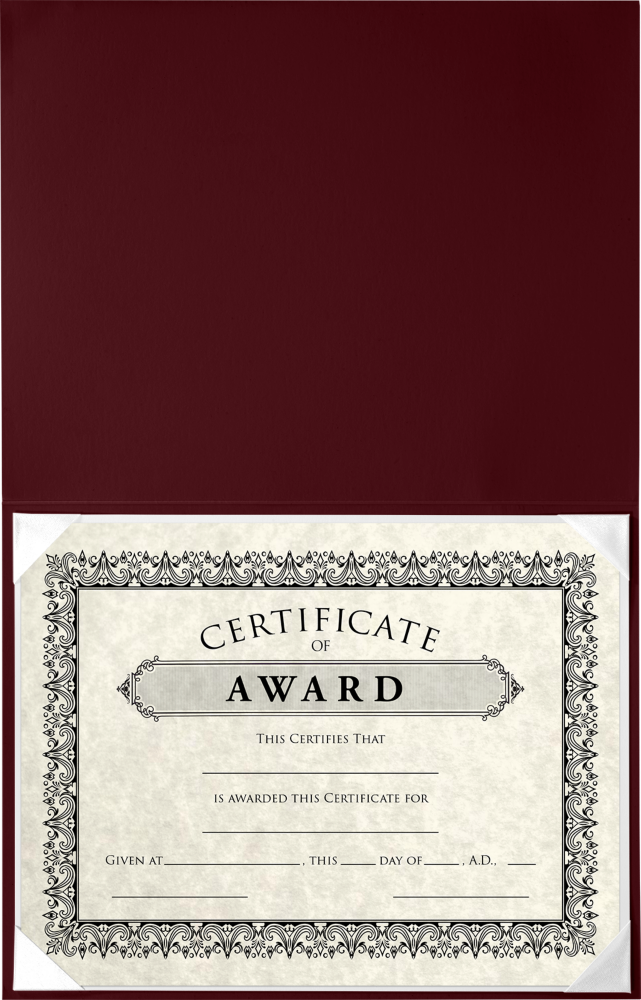 Maroon 8 1/2 x 11 Leatherette Certificate Document Holders