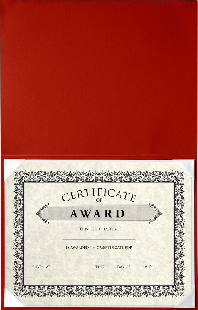 Red 8 1/2 x 11 Leatherette Certificate Document Holders