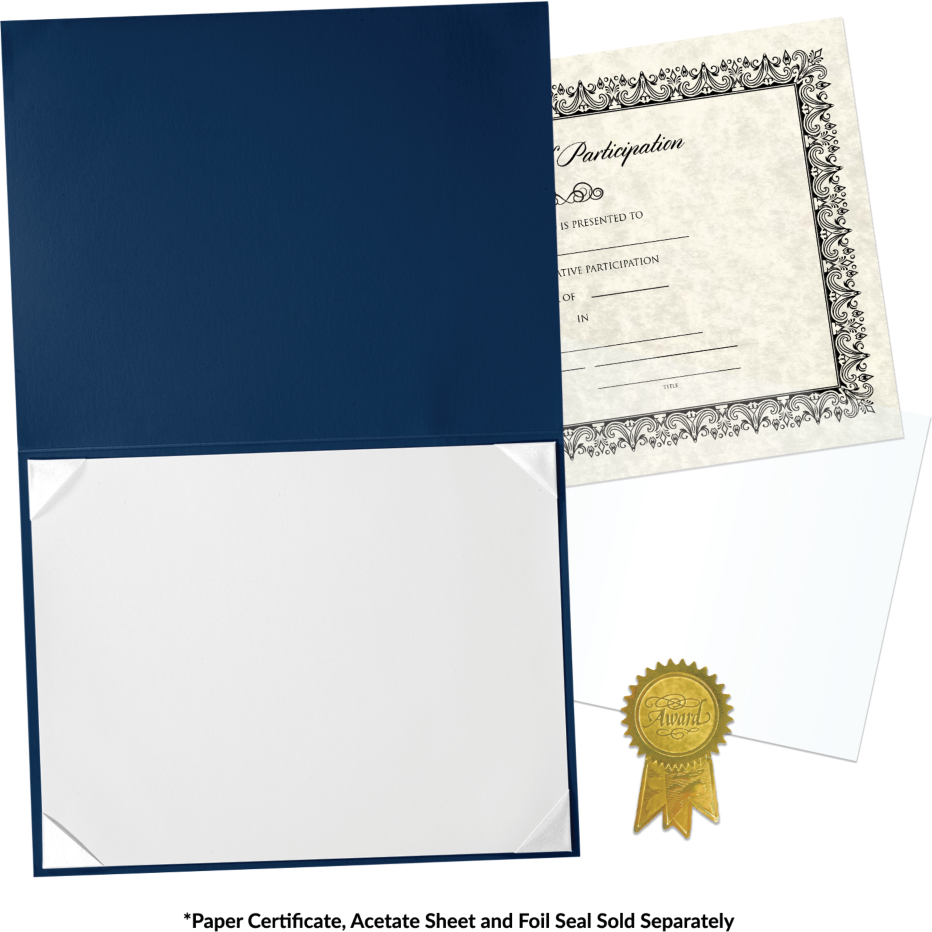 Royal Blue 8 1/2 x 11 Leatherette Certificate Document Holders