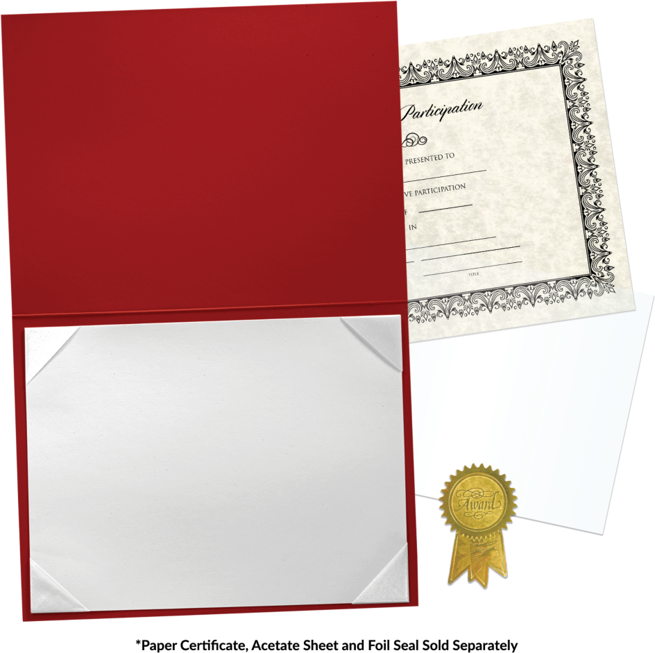 Red 6 x 8 Leatherette Certificate Document Holders