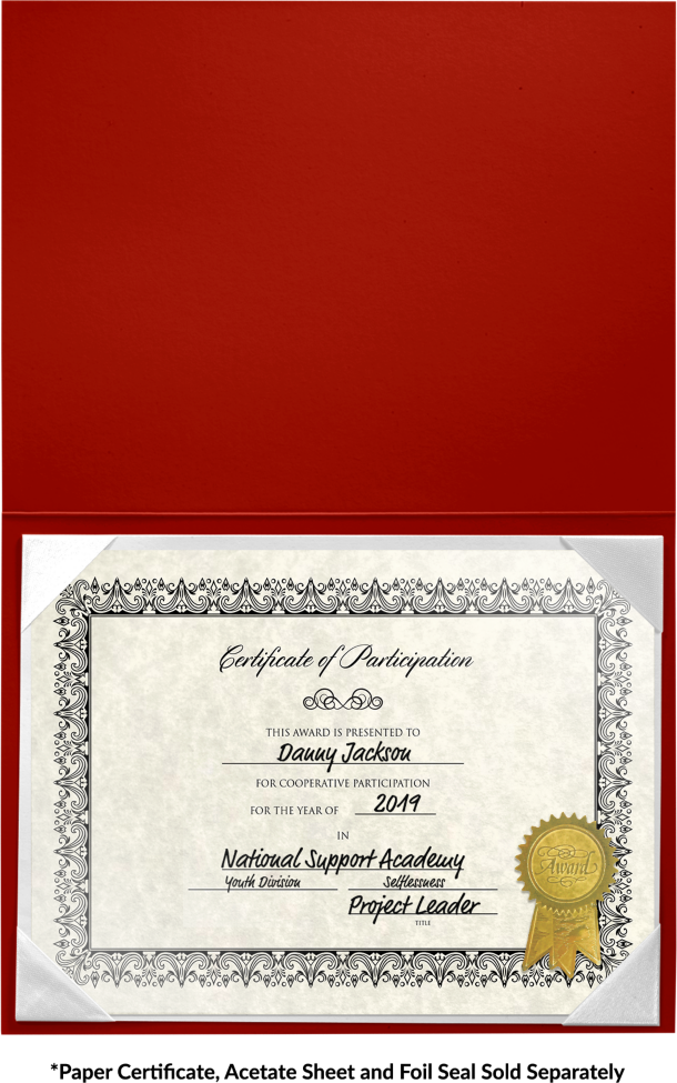 Red 6 x 8 Leatherette Certificate Document Holders