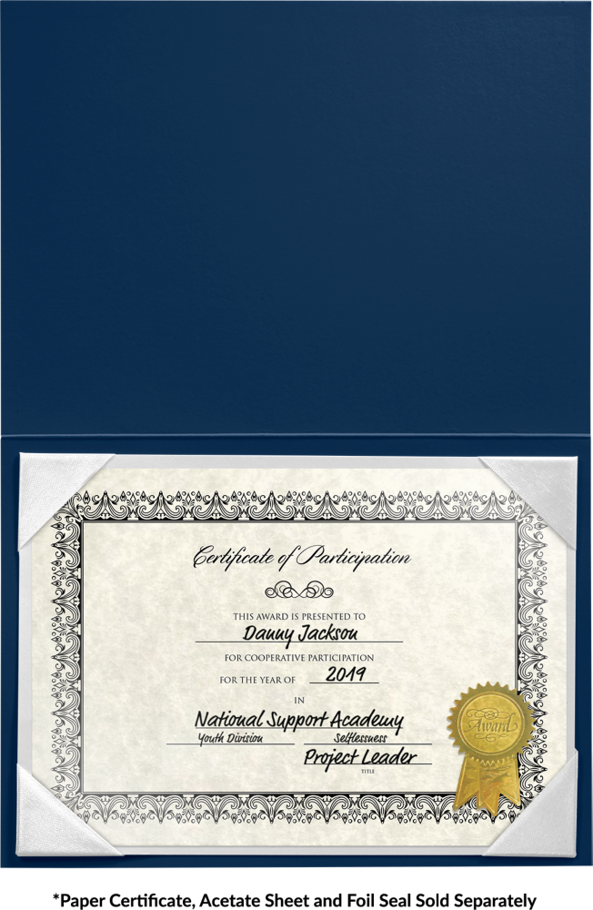 Royal Blue 5 x 7 Leatherette Certificate Document Holders