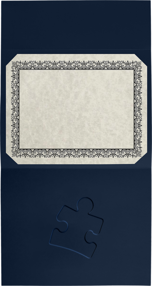 Nautical Navy Blue Linen Puzzle Piece 9 1/2 x 12 Certificate Holder