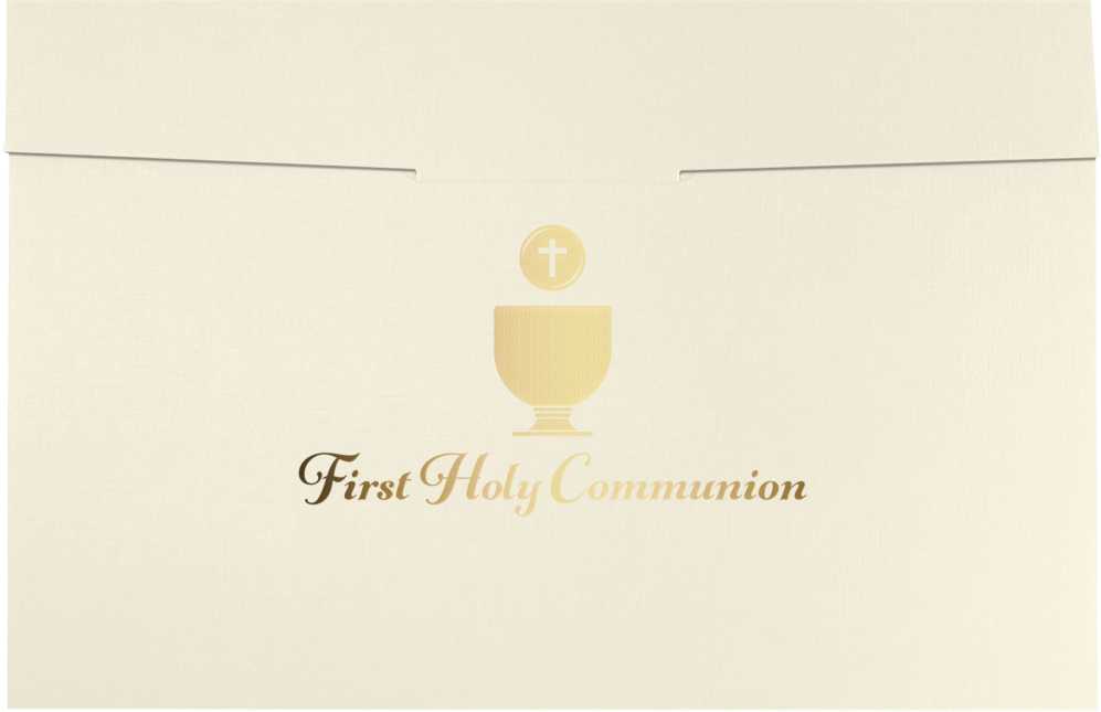 Natural Linen with Gold Foil First Holy Communion 6 1/2 x 9 1/2 Certificate Holders