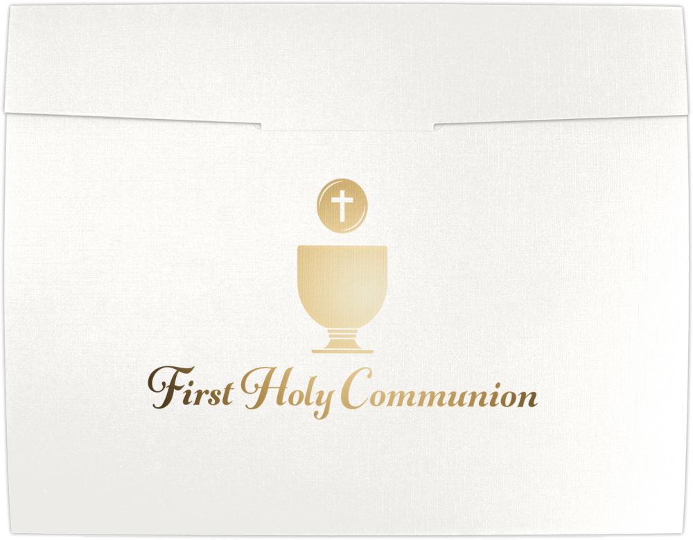 White Linen with Gold Foil First Holy Communion 9 1/2 x 12 Certificate Holders