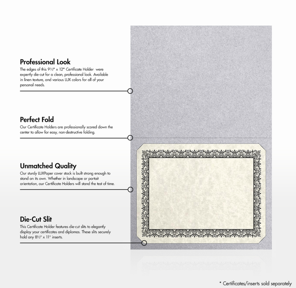 Silver Metallic 9 1/2 x 12 Certificate Holders