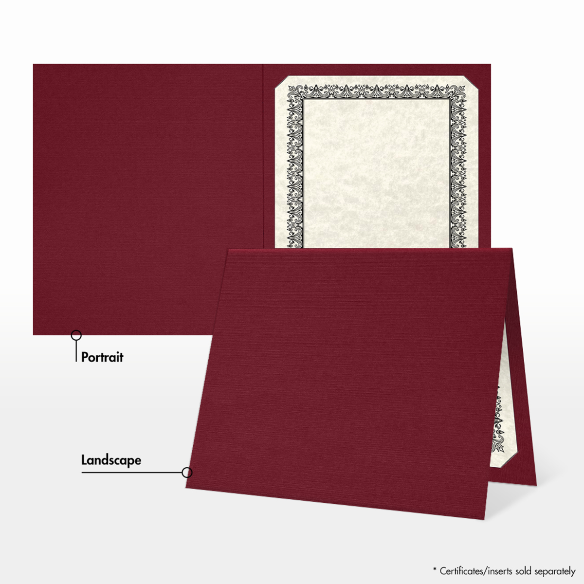 Burgundy Linen 9 1/2 x 12 Certificate Holders