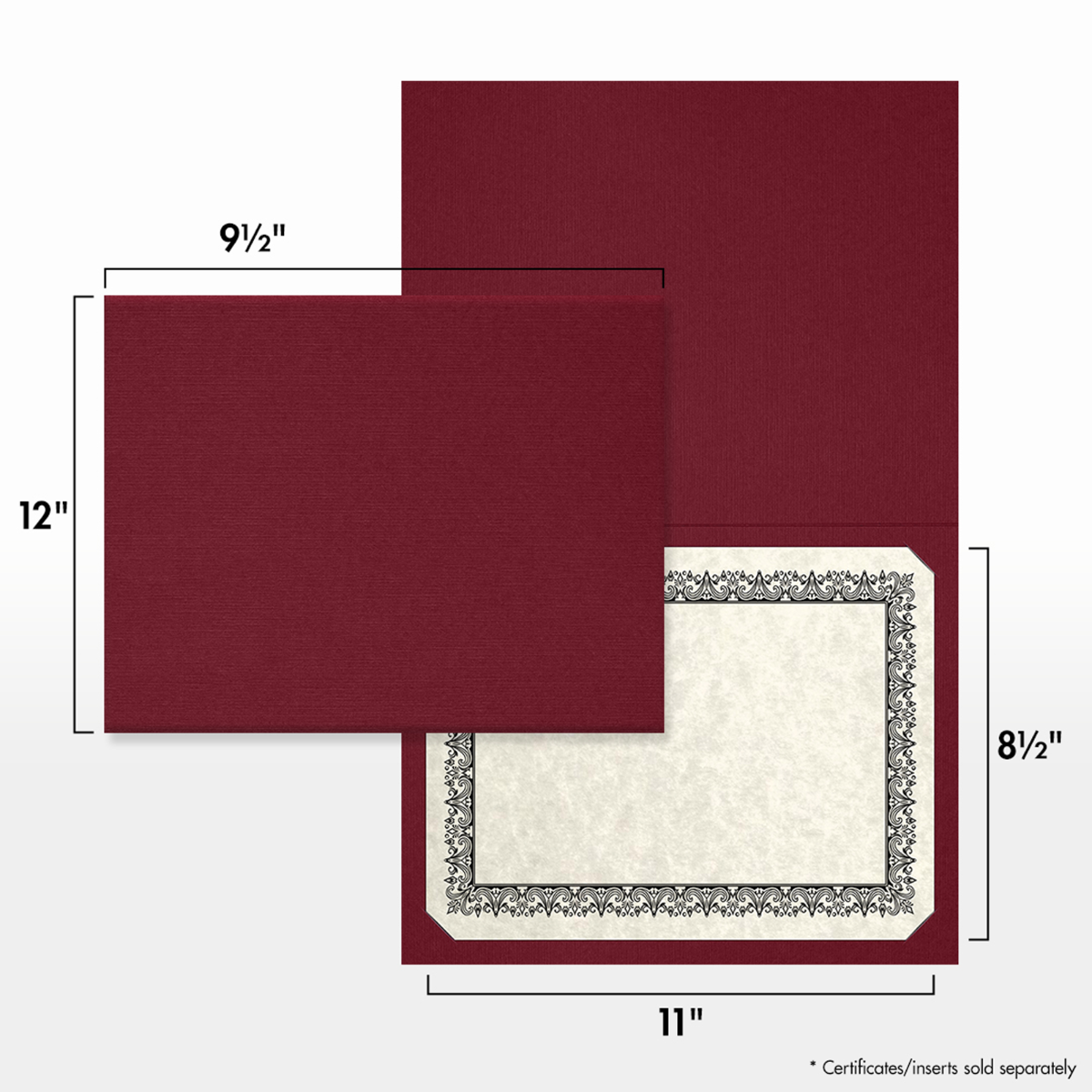 Burgundy Linen 9 1/2 x 12 Certificate Holders