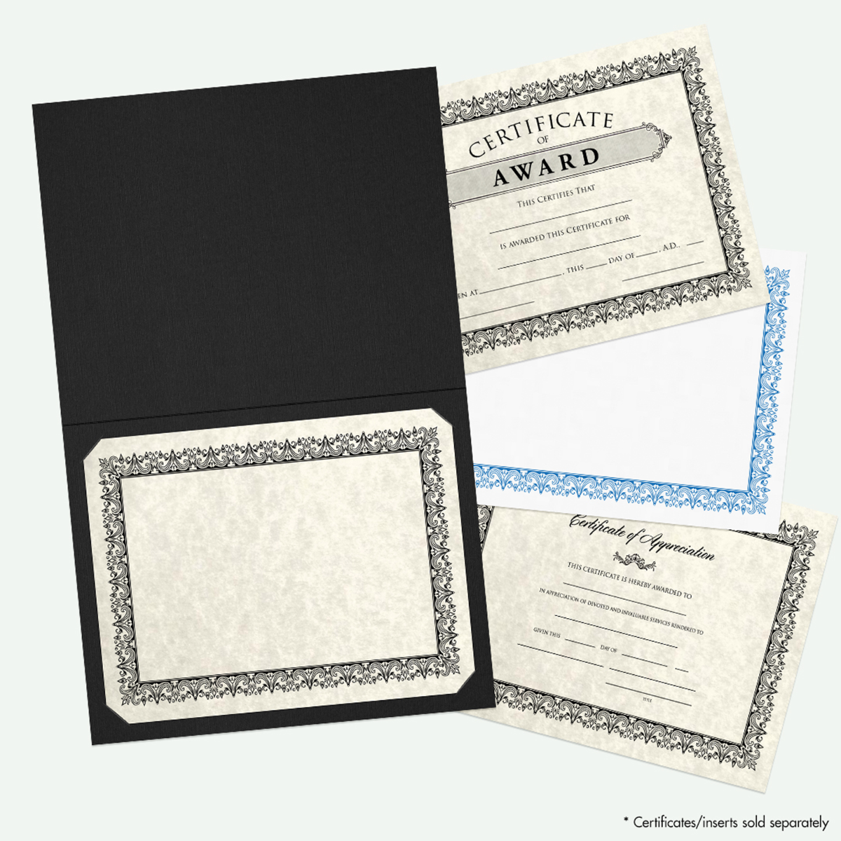 Deep Black Linen 9 1/2 x 12 Certificate Holders