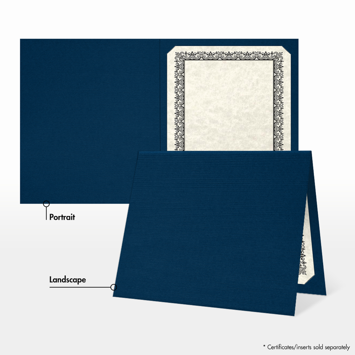 Dark Blue Linen 9 1/2 x 12 Certificate Holders