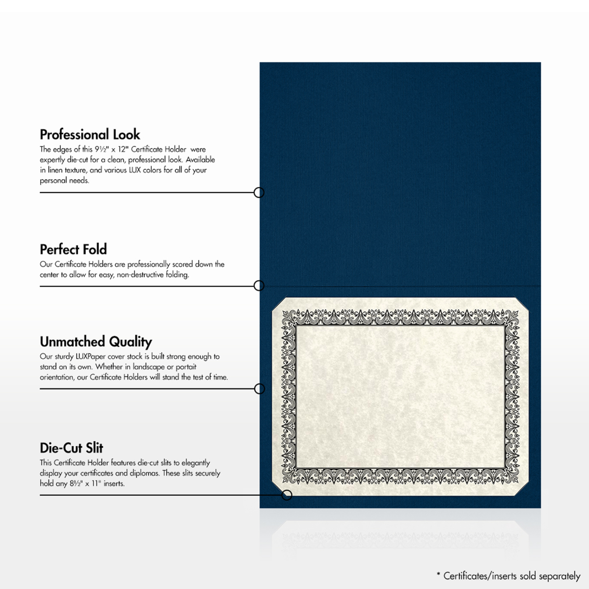 Dark Blue Linen 9 1/2 x 12 Certificate Holders