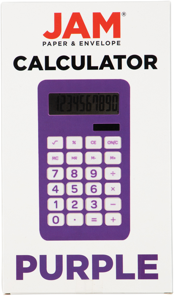 Purple Desktop 10 Digit LCD Display Calculator