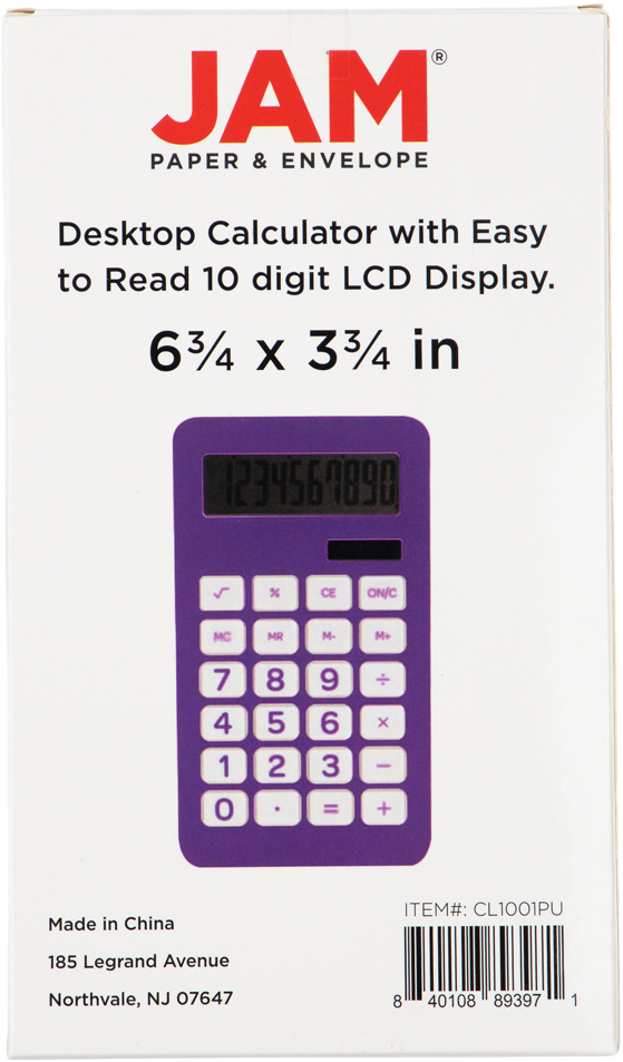 Purple Desktop 10 Digit LCD Display Calculator