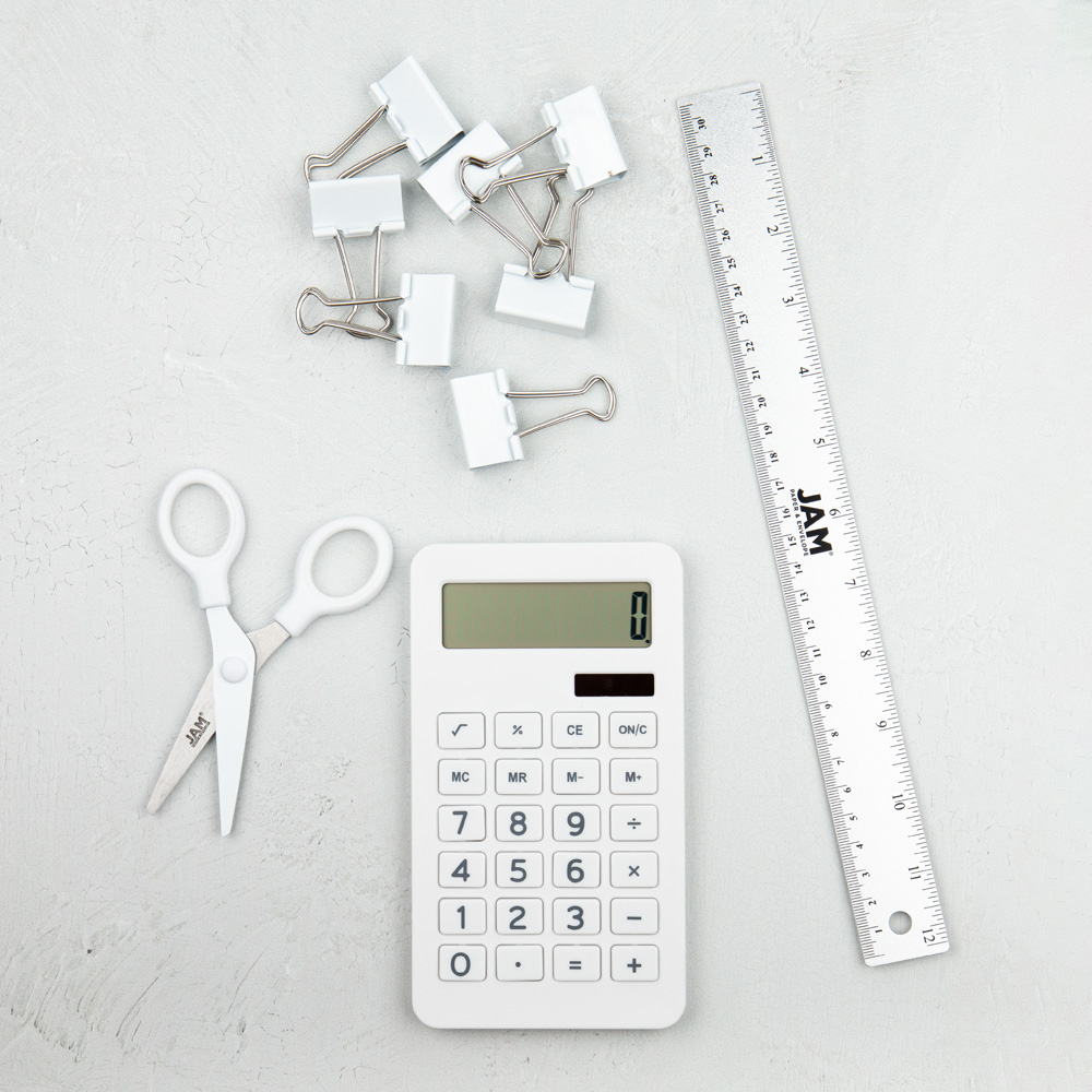 White Desktop 10 Digit LCD Display Calculator
