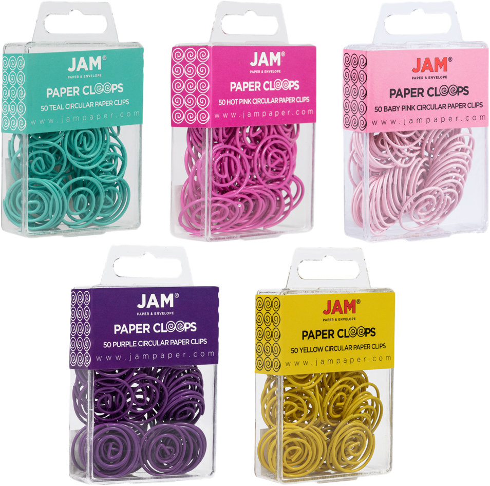 Assorted Circular "Cloops" Paper Clips - 5 Packs of 50
