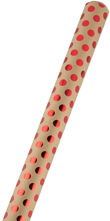 Red Foil Dots Wrapping Paper (25 Sq Ft)