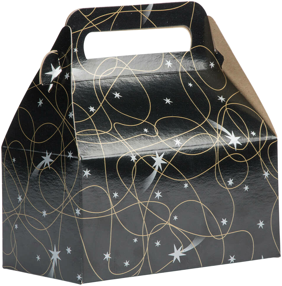 Black Shooting Star Small Gable Gift Boxes (3 1/4 x 6 x 3)