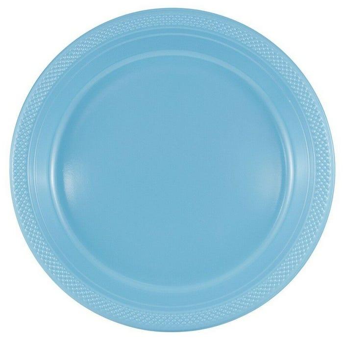 Sea Blue and White Party Tableware Kit (Small and Medium Plastic Plates, Lunch and Beverage Napkins, Plastic Cups, and Plastic Tablecovers) - 160 Pack