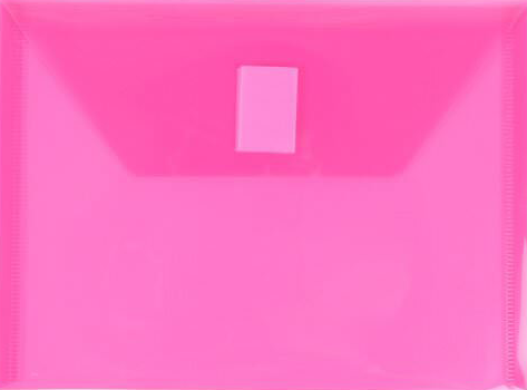 Fuchsia Pink 5 1/2 x 7 1/2 Index Booklet Plastic Envelopes with Hook and Loop Closure