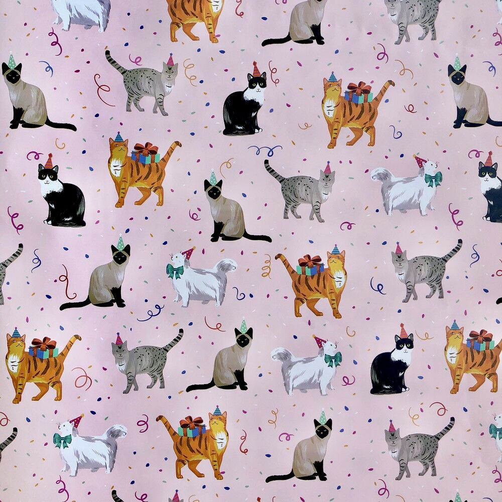 Festive Felines 30" x 417' Bulk Wrapping Paper (1042.5 Sq Ft)