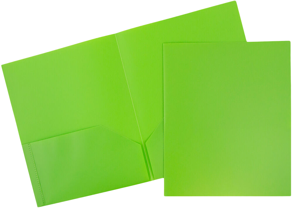 Lime Green 9 x 12 Plastic Pop Folders