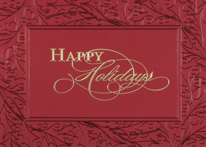 Happy Holidays Gold Lettering Christmas Cards