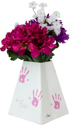 Pink Handprints Paper Pop Flower Vases - 3 Pack