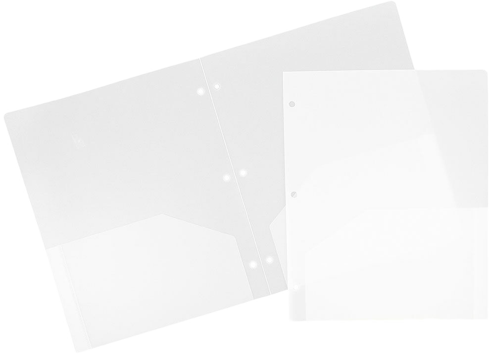 Clear 9 x 12 Plastic 3 Hole Punched Duty Folders