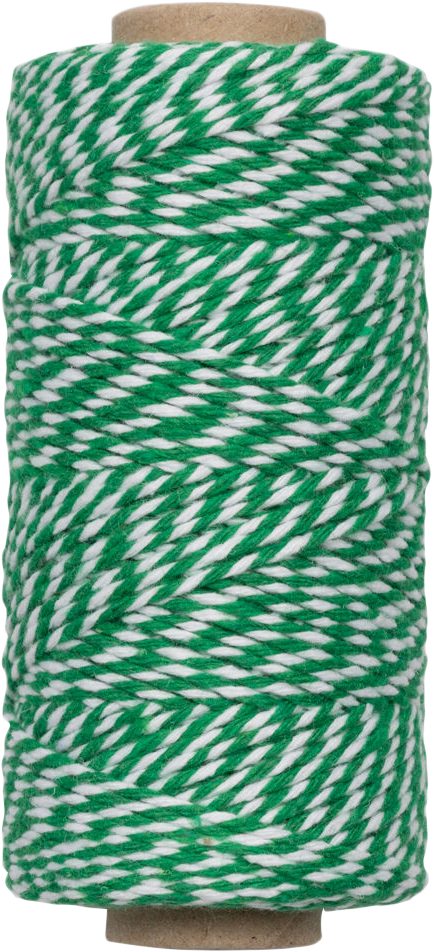 Green and White 100 Yards Bakers Twine Ribbon