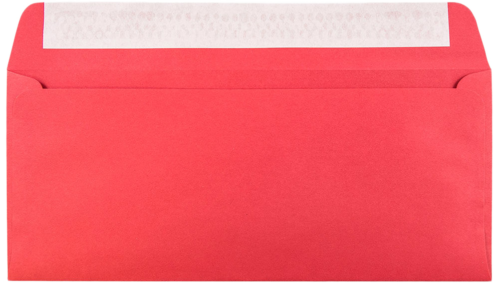 Red 24lb #10 Square Flap Envelopes (4 1/8 x 9 1/2) with Peel & Seal