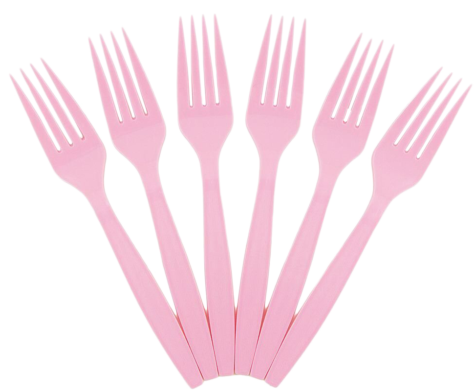 Baby Pink Plastic Forks - 100 Pack