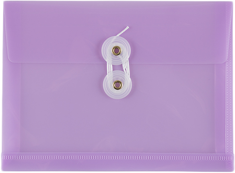 Lilac Purple 5 1/2 x 7 1/2 Index Booklet Plastic Envelopes with Button & String