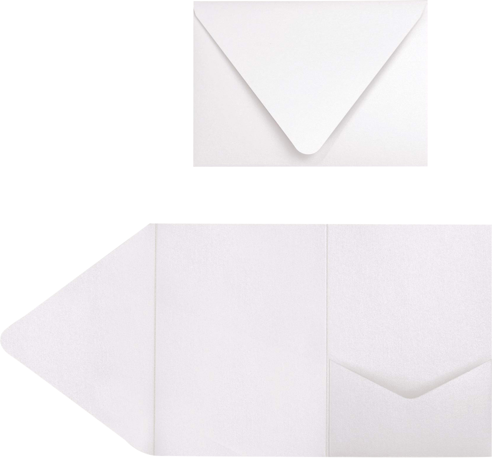 Crystal White Metallic A7 Pocket Invitations (5 x 7)