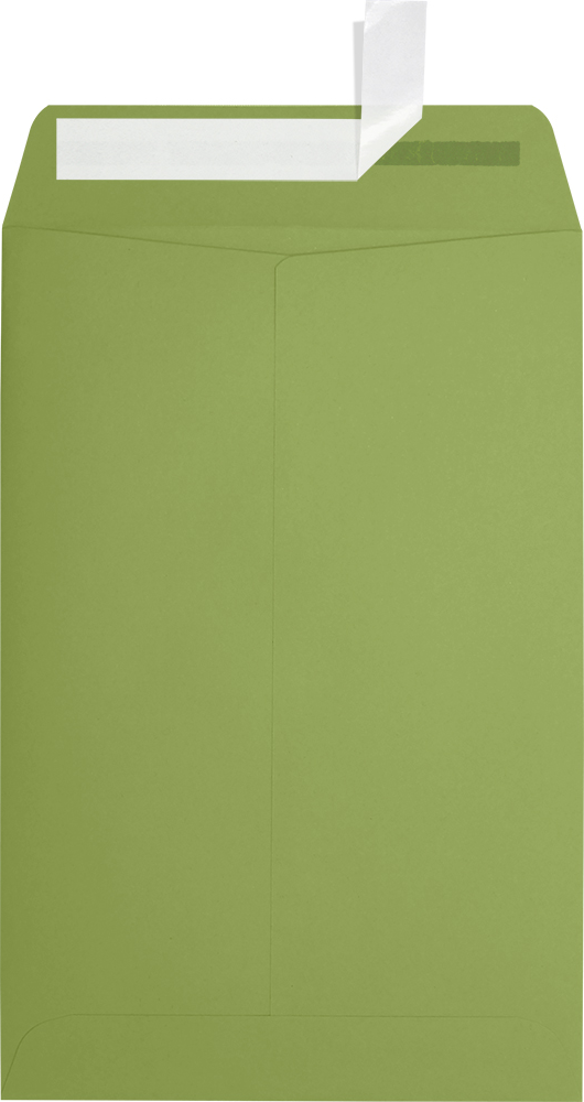 Olive Green 28lb 6 x 9 Open End Envelopes with Peel & Seal