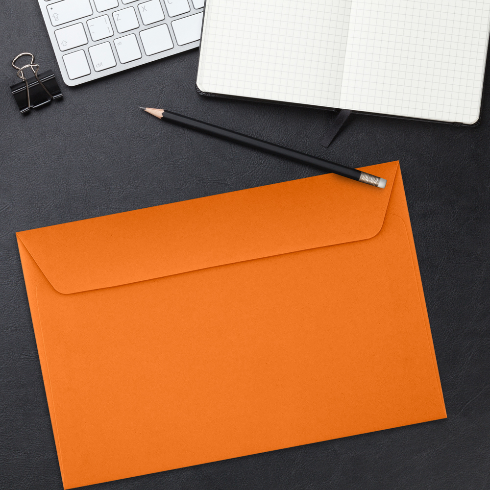 Mandarin Orange 32lb 6 x 9 Booklet Envelopes