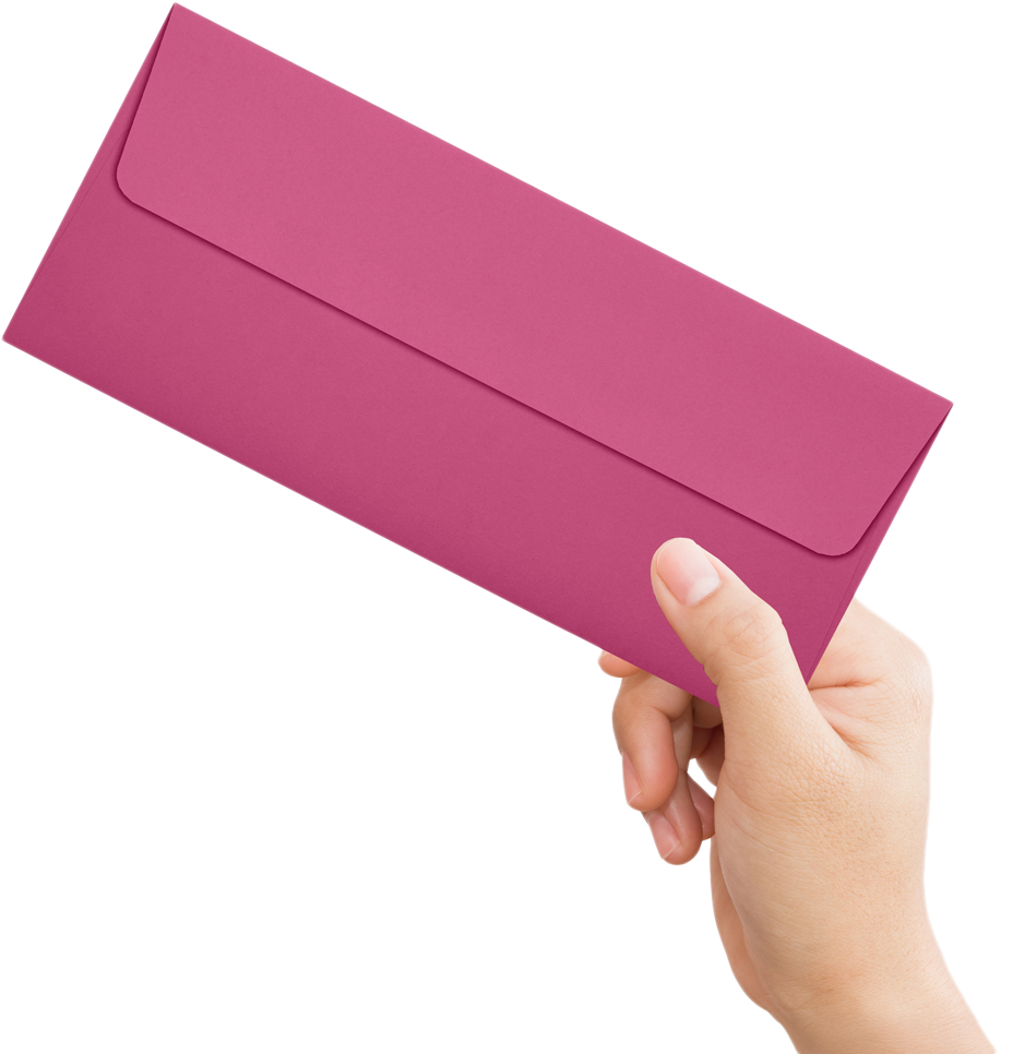 Fuchsia Pink Magenta 32lb #10 Square Flap Envelopes (4 1/8 x 9 1/2) with Peel & Seal