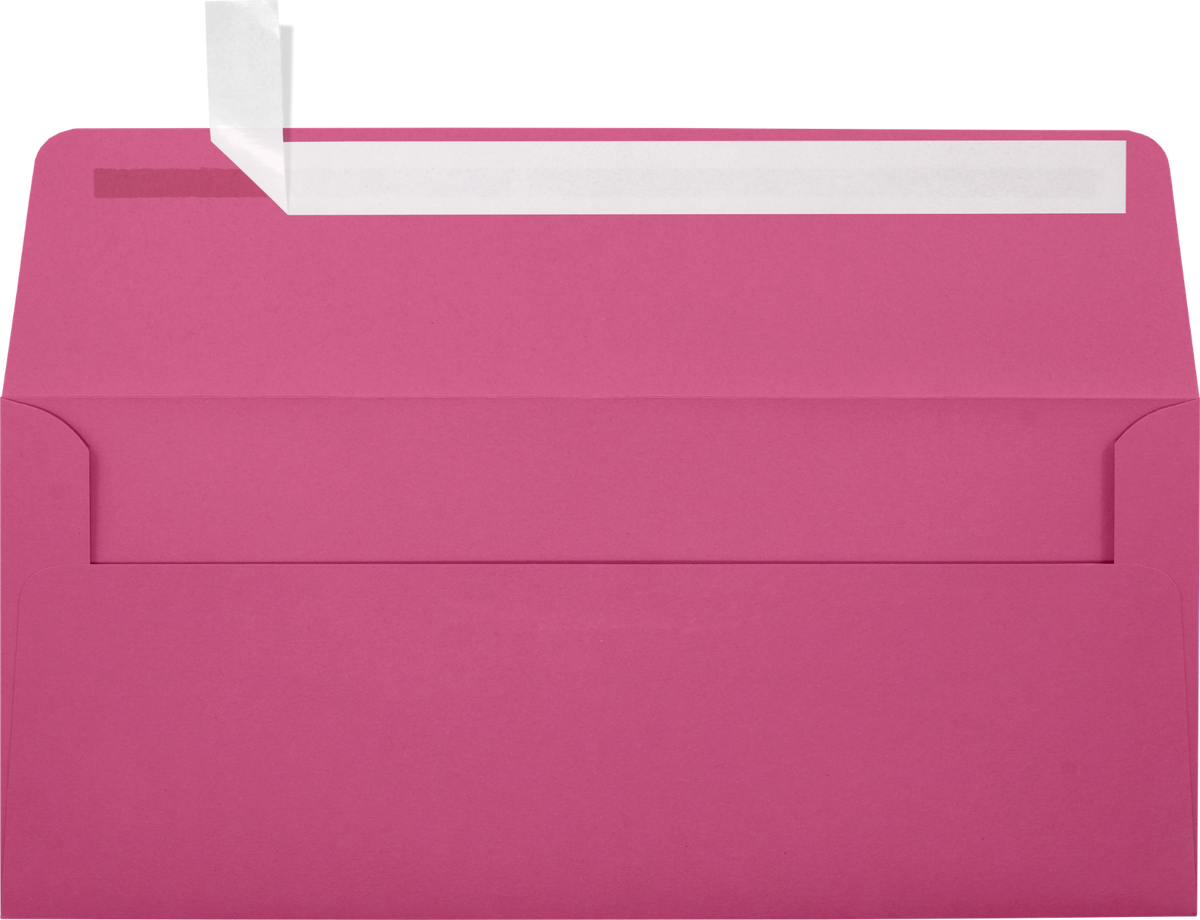 Fuchsia Pink Magenta 32lb #10 Square Flap Envelopes (4 1/8 x 9 1/2) with Peel & Seal