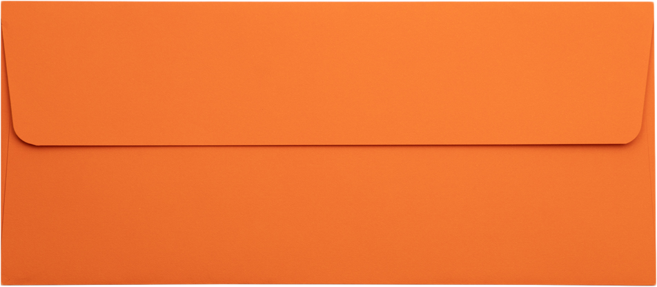 Mandarin Orange 32lb #10 Square Flap Envelopes (4 1/8 x 9 1/2) with Peel & Seal
