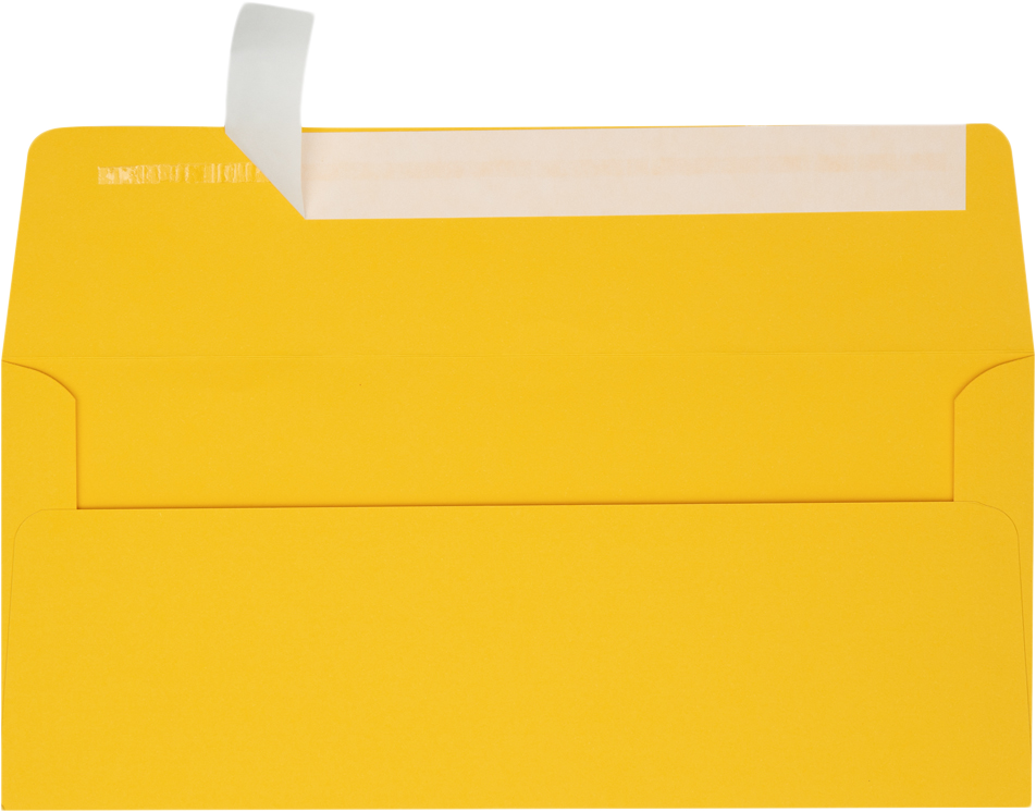Sunflower Yellow 32lb #10 Square Flap Envelopes (4 1/8 x 9 1/2) with Peel & Seal