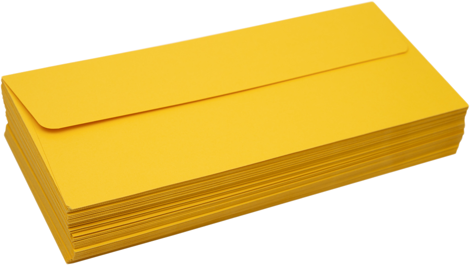 Sunflower Yellow 32lb #10 Square Flap Envelopes (4 1/8 x 9 1/2) with Peel & Seal