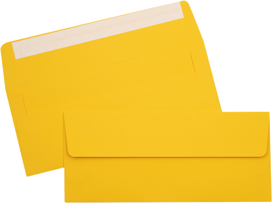 Sunflower Yellow 32lb #10 Square Flap Envelopes (4 1/8 x 9 1/2) with Peel & Seal